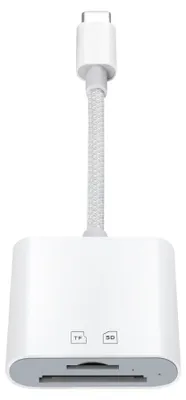 Zdjęcie produktu dla INF Czytnik kart Type-C (SD+TF) - Szybki czytnik USB-C 15M/s, ABS, zgodny z MacBook, iPad i smartfonami Biały