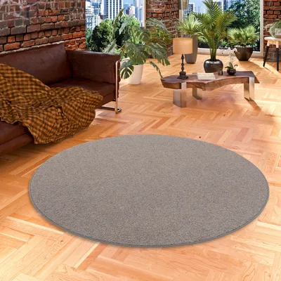 Produktbild von Natur Teppich Wolle Berber Anthrazit Rund, Größe:200 cm Rund