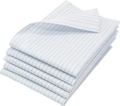 Produktbild von Famanu Geschirrtücher halbleinen 50 x 70 cm - Set von 5 - super saugfähig - fusselfrei - waschbar bis 60 °C - hellblau/weiß gestreift