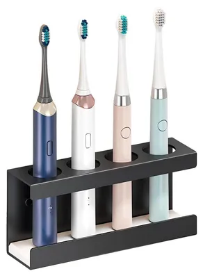 Image de Porte-brosses à dents en acier inoxydable, 4 compartiments, 20 cm, noir
