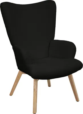 Image de SVITA OLAV Fauteuil à oreilles Fauteuil relax Accoudoirs Dossier haut moderne Noir