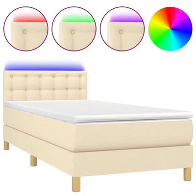 Produktbild von Boxspringbett mit Matratze & LED Creme 100x200 cm Stoff