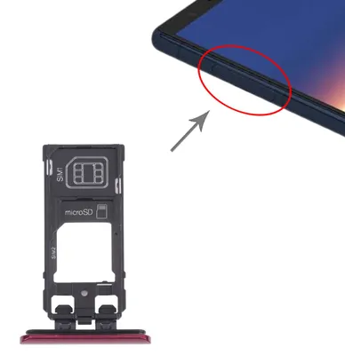 Obrázek produktu pro Držák karet pro dvě SIM karty a micro SD pro Sony Xperia 5, červený, náhradní