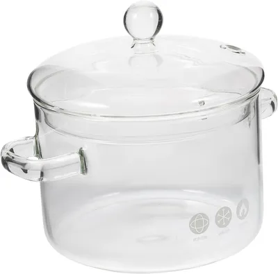 Produktbild von Hitzebeständiger Glastopf Mit Deckel 1600Ml Borosilikatglas Ideal Für Ramen Suppen Mikrowelle & Ofen Transparenter Kochtopf Für Gesunde Zubereitung