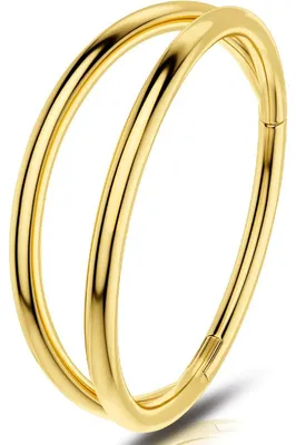 Obrázok produktu pre Neuspiercingový krúžok - Otočný zapínanie - Striebro a zlato - Chirurgická oceľ 316L - Vhodný pre helix, tragus a septum - 10 mm