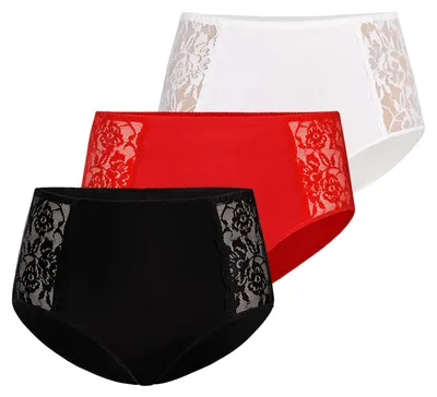Produktbild von Teyli Damen 3er Pack Slips Unterhosen Taillenslip aus Baumwolle mit Spitze Verzi