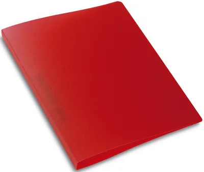A red binder is shown against a white background.