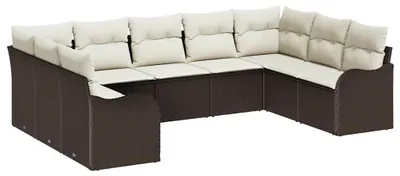 Image de Ensemble de salon modulaire - Banc de jardin - Coin salon - Mobilier de jardin - Canapé de salon d'extérieur - Ensemble de 9 pièces avec table
