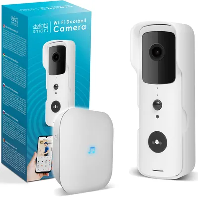 Produktbild von Delight Video-Türklingel mit Kamera und WLAN – Gegensprechanlage – Full HD 1080p – 150 Tage Akkulaufzeit! - Bewegungserkennung und Nachtsicht - Türklingeln mit Kamera - 55386WH