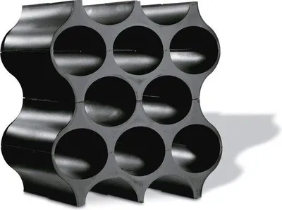 Immagine prodotto di Scaffale modulare nero per bottiglie di vino, 4 ripiani estraibili, nero