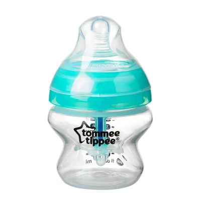A clear studio shot of a baby bottle against a white background.