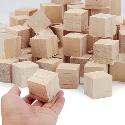 Imagen del producto de Bloques de madera, 25 unidades, 40 mm, cubos naturales, para manualidades