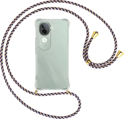 Produktbild von Handykette Backcover-Schutzhülle mit Band (Metall goldfarben) für Vivo iQOO Z9S 5G - blau+beige