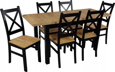 Obrázek produktu pro Malý stůl 65x120 Craft dub 6 židlí kříž černá