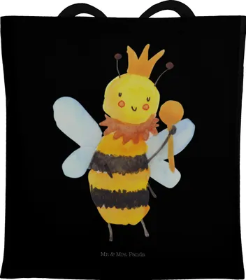 Produktbild von Mr. & Mrs. Panda Beutel Biene König - Schwarz - Geschenk, Schultasche, Einkaufstasche, umhängebeutel, Laptoptasche, Tasche, Shopping