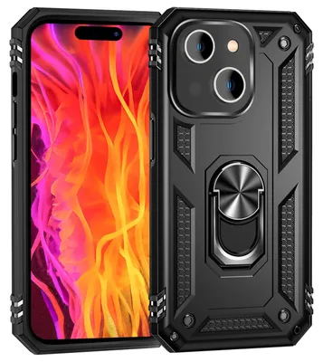 Produktbild von Panzer Hülle mit Ring für iPhone 15 Plus Outdoor Handyhülle Extrem Schutz Case Schwarz