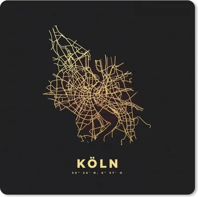 Produktbild von MuchoWow® Mauspad Mousepad Karte - Köln - Gold - Karte - Stadtplan 20x20 cm - Mousepads - Maus Mat - Pad - Mausunterlage - Desk Mat - Bureauartikeln