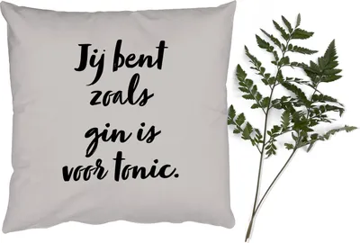Produktbild von MuchoWow® Zierkissen Sofakissen Wohnzimmer Dekokissen 45x45 cm Taupe - Zitat - Du bist wie der Gin zum Tonic - Schlafpolster - Polster für das Sofa