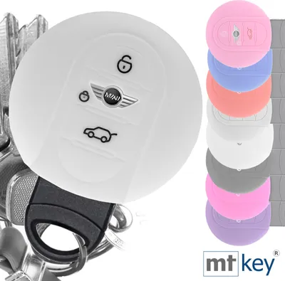 Produktbild von Auto Schlüssel Hülle Silikon Schutz Cover Weiß kompatibel mit Mini F56 F54 F55 F57 F60 Clubman Countryman 3 Tasten KEYLESS SMARTKEY