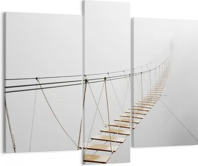 Produktbild von Bild auf Leinwand - Leinwandbild - 3 Teile - Brücke ausgesetzt Nebel - 95x80cm - Wand Bild - Wanddeko - Wandbilder - Leinwanddruck - Bilder - Wanddekoration - Leinwand bilder - Wandbild - CB95x80-5018