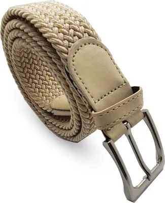 Produktbild von Komfortabel Elastische Geflochtener Stretch Gürtel - Stretchbelt - Stoffgürtel - Gürtel Flecht - Damen und Herren – undefined / Beige