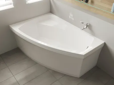 Zdjęcie produktu dla Wanna Akrylowa Zestaw 4w1 Asymetryczna 160x105 Lewa Biała + Zabudowa Styropianowa, Nowoczesny Syfon i Nogi (stelaż) w komplecie | BADLAND FRIDA