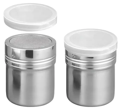 2er Set Mehlstreuer aus Edelstahl, 7 oz, feines Sieb für Backen