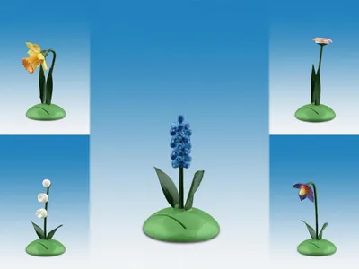 Produktbild von Tischdekoration Tischkartenhalter mit Blumen 5-teilig  Höhe 7cm NEU