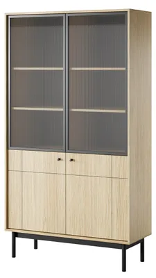 Produktbild von Masseno Vitrinenschrank GIAPPONESE 184,6 x 103,4 cm Modern Wohnzimmer Vitrine, Eichefarben