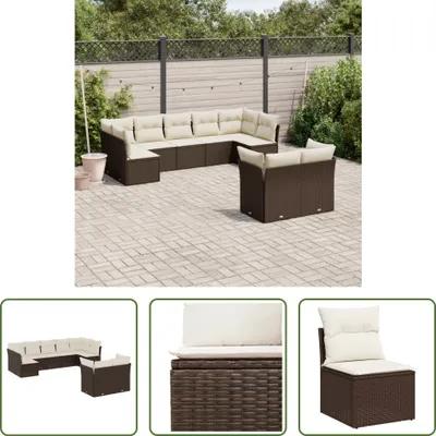 Produktbild von The Living Store 9-tlg. Garten-Sofagarnitur mit Kissen Braun Poly Rattan