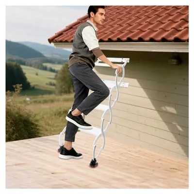 Produktbild von Dachbodentreppe mit 4 Stufen, Wandmontierte Klapptreppe, Teleskopleiter mit rutschfesten Stufen, Tragfähigkeit 200 kg