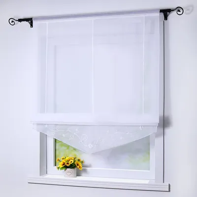 Obrázek produktu pro Balení po 1 ks – průhledná roletová záclona Lisa s tunelovou stahovací šňůrkou a výšivkou, šířka x výška 60 cm × 140 cm