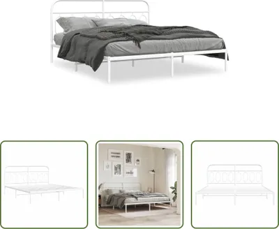 Produktbild von The Living Store Bettgestell mit Kopfteil Metall Weiß 183x213 cm