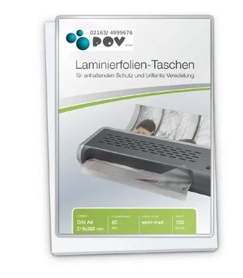 Produktbild von Laminierfolien A4 (216 x 303 mm), 2 x 80 mic, Satinmatt
