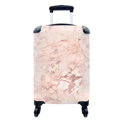 Produktbild von MuchoWow® Koffer Handgepäck Trolley Rollkoffer Kleine Reisekoffer mit 4 Rollen - Marmor - Adern - Rosa - Cabin Size < 55x40x23 cm & 55x40x20 cm - Fotokoffer - Kabinenkoffer - Boardgepäck - Reise-Box - Reisekoffer - Reisegepäck - Koffer mit Bild - Trolley für Kinder