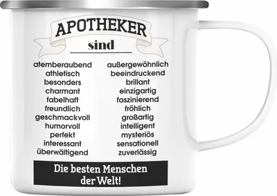 Produktbild von Trendation - Apotheker Emaille Tasse Geschenk Emaille Emaille Tasse Emaille Emaille Tasse Bester Apotheker Pharmazeut Arzneikundiger Spruch Lustiger Spruch (Silber)