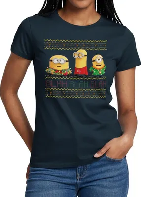 Produktbild von Spreadshirt Minions Ugly X-Mas Blah Ugly Christmas Weihnachten Frauen T-Shirt, S, Navy
