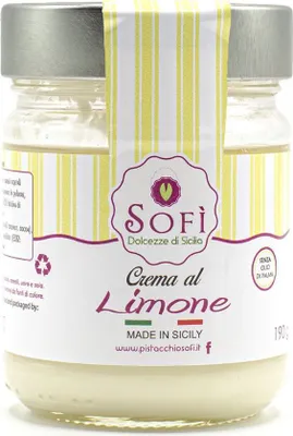 Produktbild von Crema al Limone, Weiße Creme Zitrone, ohne Palmöl, 190g, Sofì - Dolcezze di Sicilia
