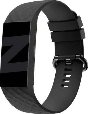 Produktbild von Bandz Silikonarmband 'Classic' passend für Fitbit Charge 3 - Schwarzes Silikonarmband - Größe S