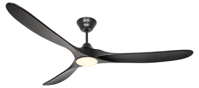 Productafbeelding van Energiezuinige plafondventilator met LED-verlichting en afstandsbediening, Eco Genuino-L, mat zwart, 180 cm
