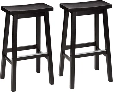 Imagen del producto de Juego de 2 taburetes de bar - Taburetes de madera maciza - Altura del asiento: 74 cm - Con reposapiés - Color