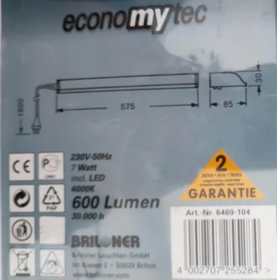 Produktbild von Briloner LED Unterbauleuchte schwenkbar, matt-nickel, 7W, mit Schalter, 57cm
