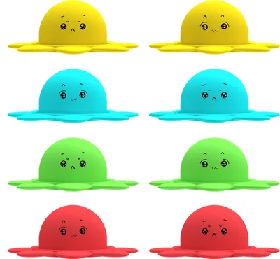 Image de 4 pièces réversibles nouveau jouet en silicone Flip farci Octopus réversible poupée flippante Jouet en silicone de simulation mignon