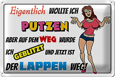Produktbild von Blechschild Spruch 30x20cm eigentlich wollte ich putzen