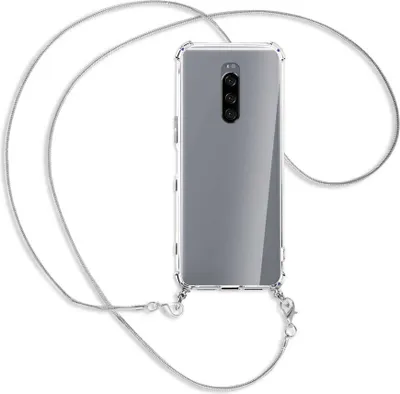 Produktbild von Handykette Backcover-Schutzhülle mit Band (Metall silberfarben) für Sony Xperia 1 - silberfarbene Kette Snake