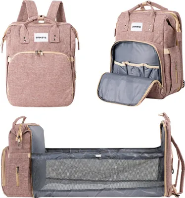Produktbild von Barmøya Wickelrucksack 2-in-1 Rucksack & Wickelablage - wasserabweisend, geräumig, mit Laptopfach, isolierte Flaschenhalterungen, rosa | BM-6