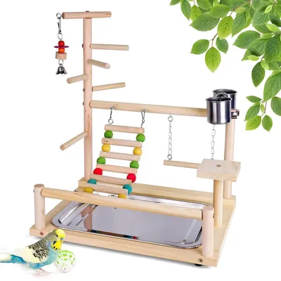 Produktbild von Vogelspielplatz Holz mit Schaukel und Futterbechern 44,5 x 37 x 26 cm