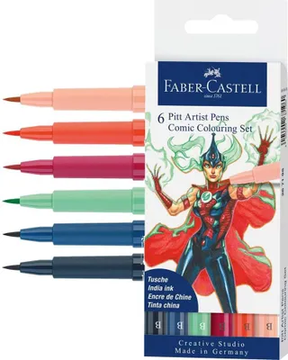 Image de Faber-Castell 267196 FABER-CASTELL Crayon à encre de Chine PITT artist pen, étui de 6 pièces BD