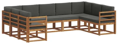 Produktbild von vidaXL Outdoor-Sofagarnitur mit Kissen 9 pcs Natur und Anthrazit