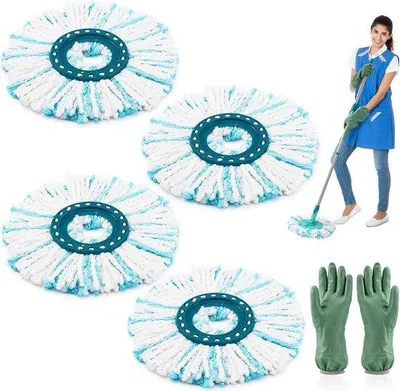 Produktbild von Leifheit®️ 2 Stück Rundmopp Ersatzkopf für Clean Twist Disc Mop Micro Set - 2-Fasern-System - Hohe Wasser- und Schmutzaufnahme - Für alle Bodenarten